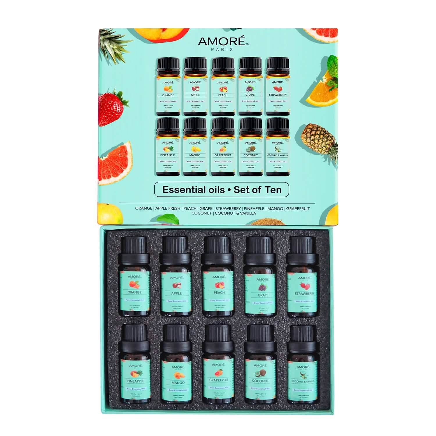 Lot de 10: Ensemble d'huiles essentielles fruitées de première qualité pour la fabrication de bougies et de savons
