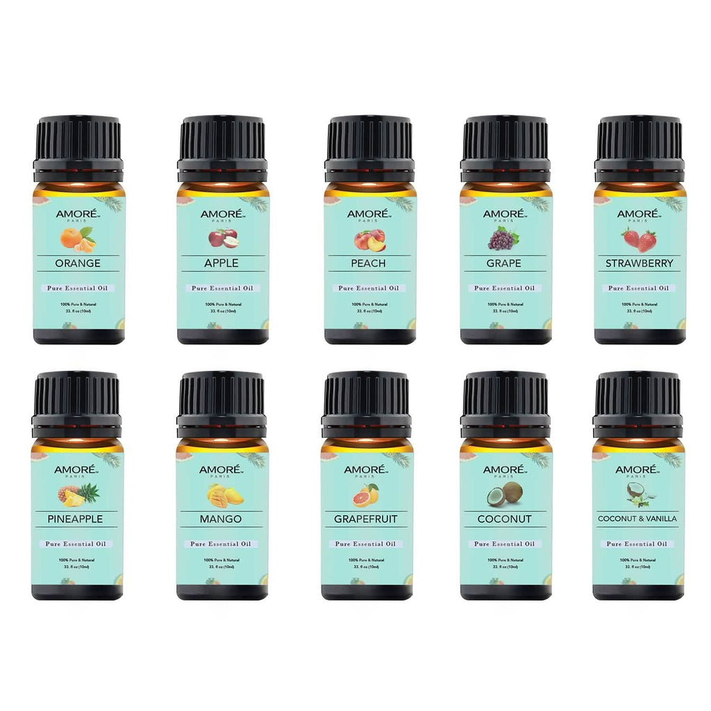 Lot de 10: Ensemble d'huiles essentielles fruitées de première qualité pour la fabrication de bougies et de savons