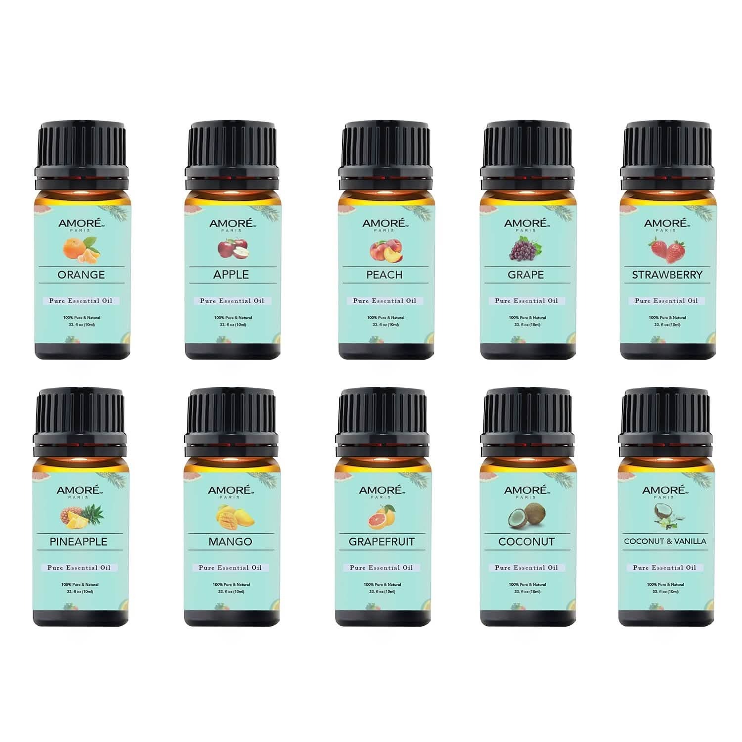 Lot de 10: Ensemble d'huiles essentielles fruitées de première qualité pour la fabrication de bougies et de savons