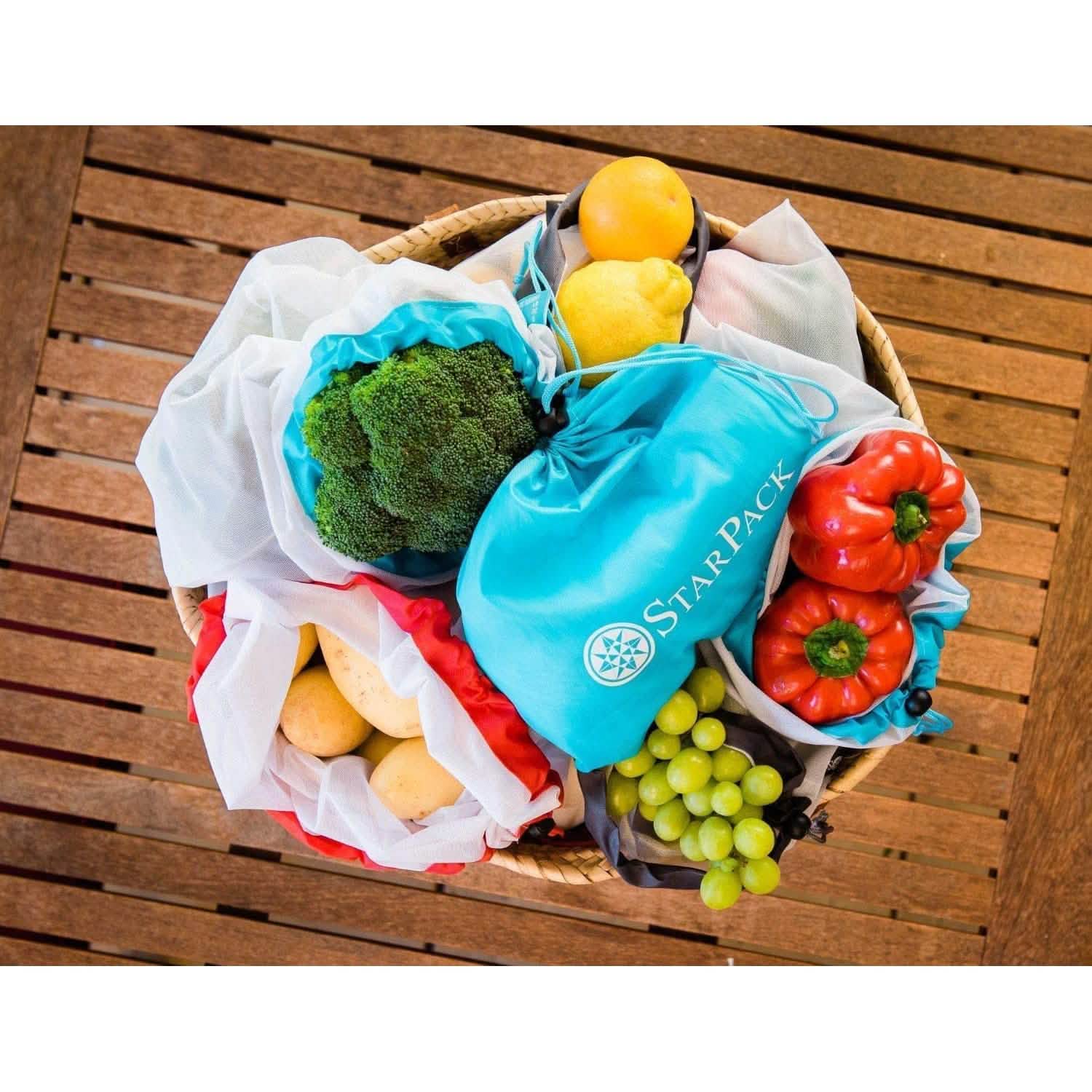 Paquet de 10 : Sacs réutilisables pour fruits et légumes StarPack