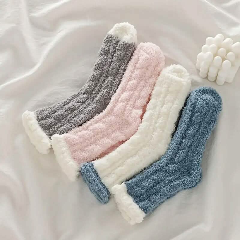 10 paires : chaussettes montantes en polaire corail
