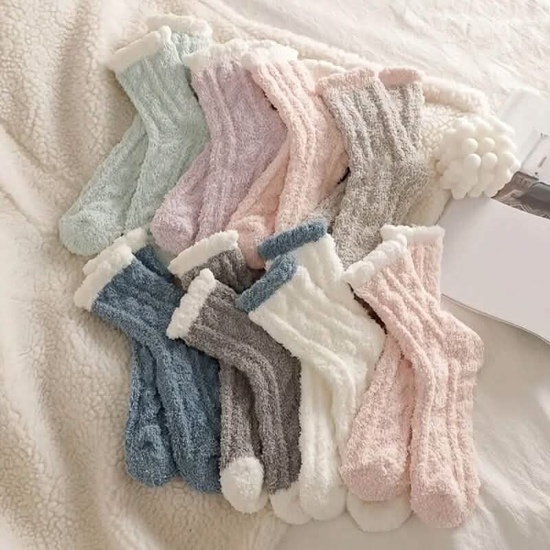 10 paires : chaussettes montantes en polaire corail