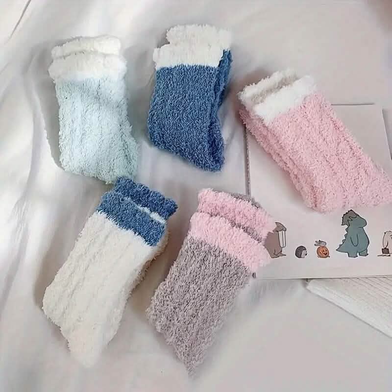 10 paires : chaussettes montantes en polaire corail