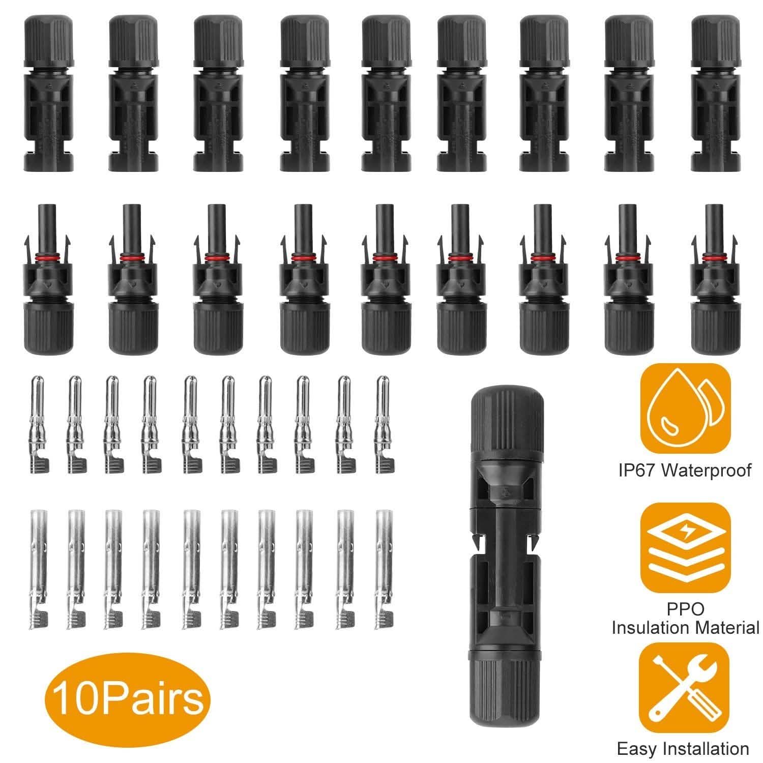 10 paires : Connecteurs de panneaux solaires