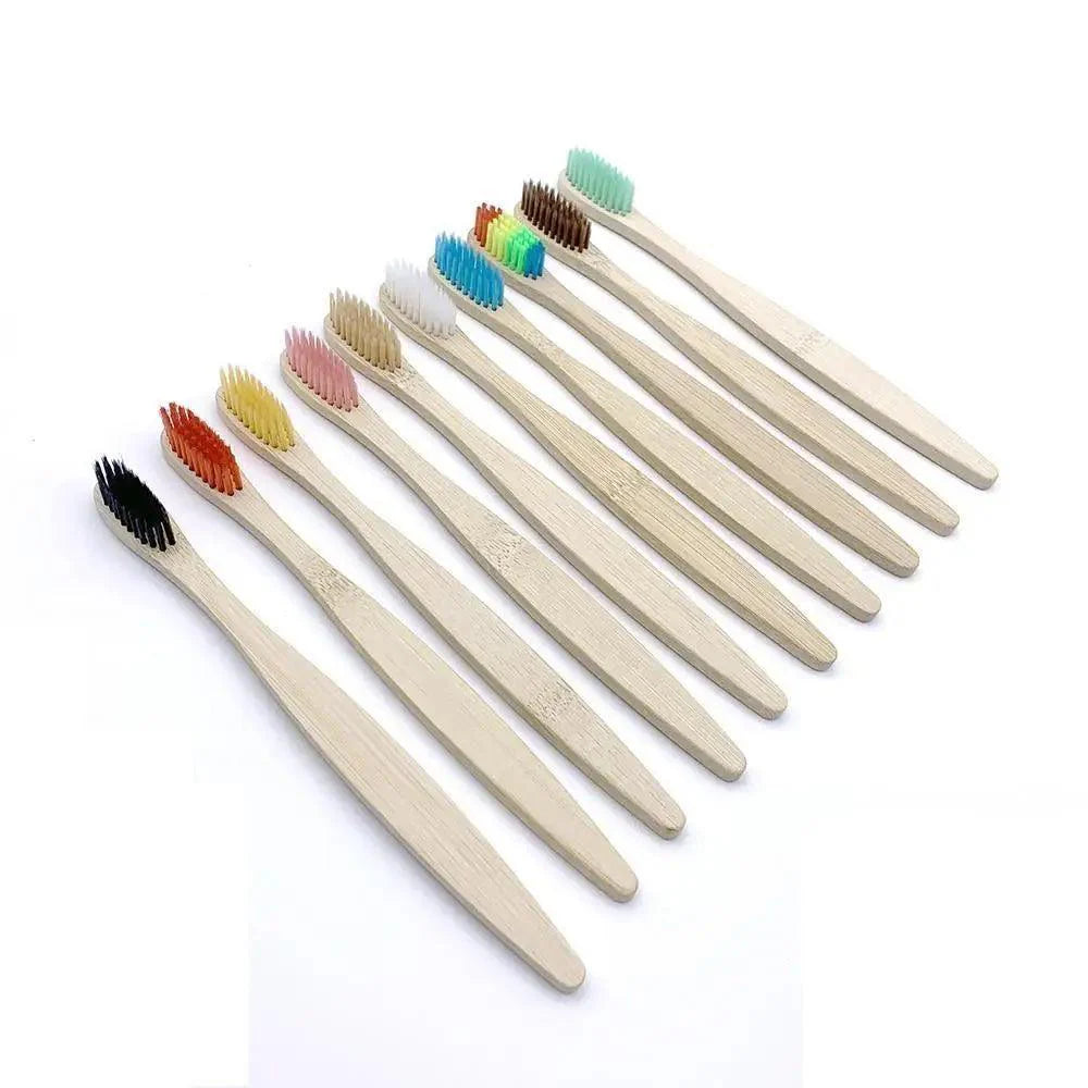 10 Brosses à Dents Naturelles Colorées Écologiques Douces en Bambou Brosse à Dents en Bambou Soins Dentaires Bucco-Dentaires Brosses à Dents en Bois