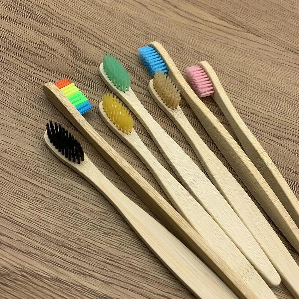 10 Brosses à Dents Naturelles Colorées Écologiques Douces en Bambou Brosse à Dents en Bambou Soins Dentaires Bucco-Dentaires Brosses à Dents en Bois