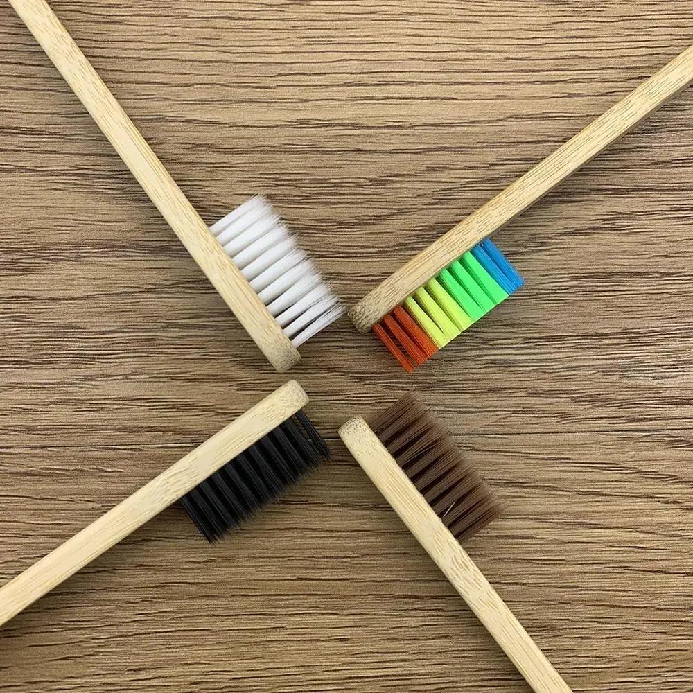 10 Brosses à Dents Naturelles Colorées Écologiques Douces en Bambou Brosse à Dents en Bambou Soins Dentaires Bucco-Dentaires Brosses à Dents en Bois