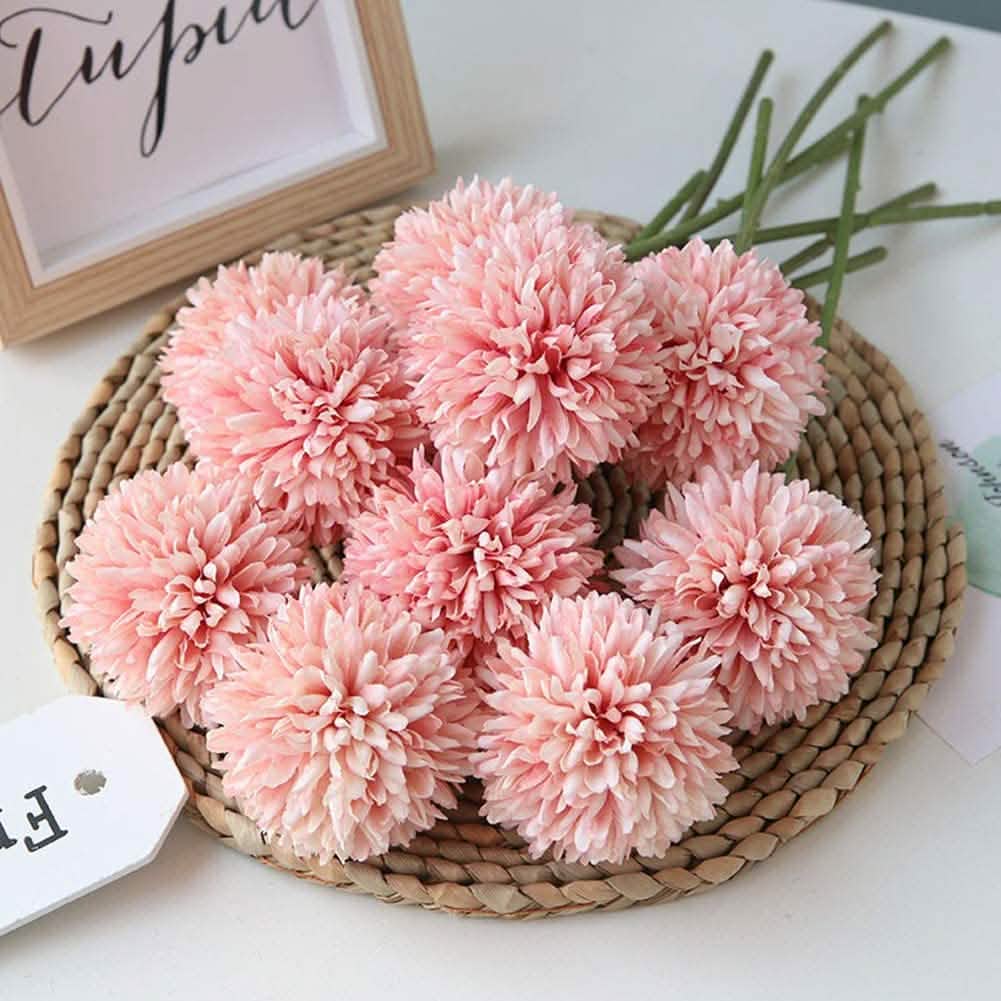 Lot de 10 : Bouquet de fleurs artificielles Boules de chrysanthèmes