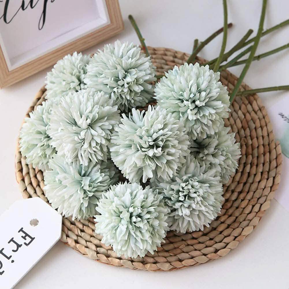 Lot de 10 : Bouquet de fleurs artificielles Boules de chrysanthèmes