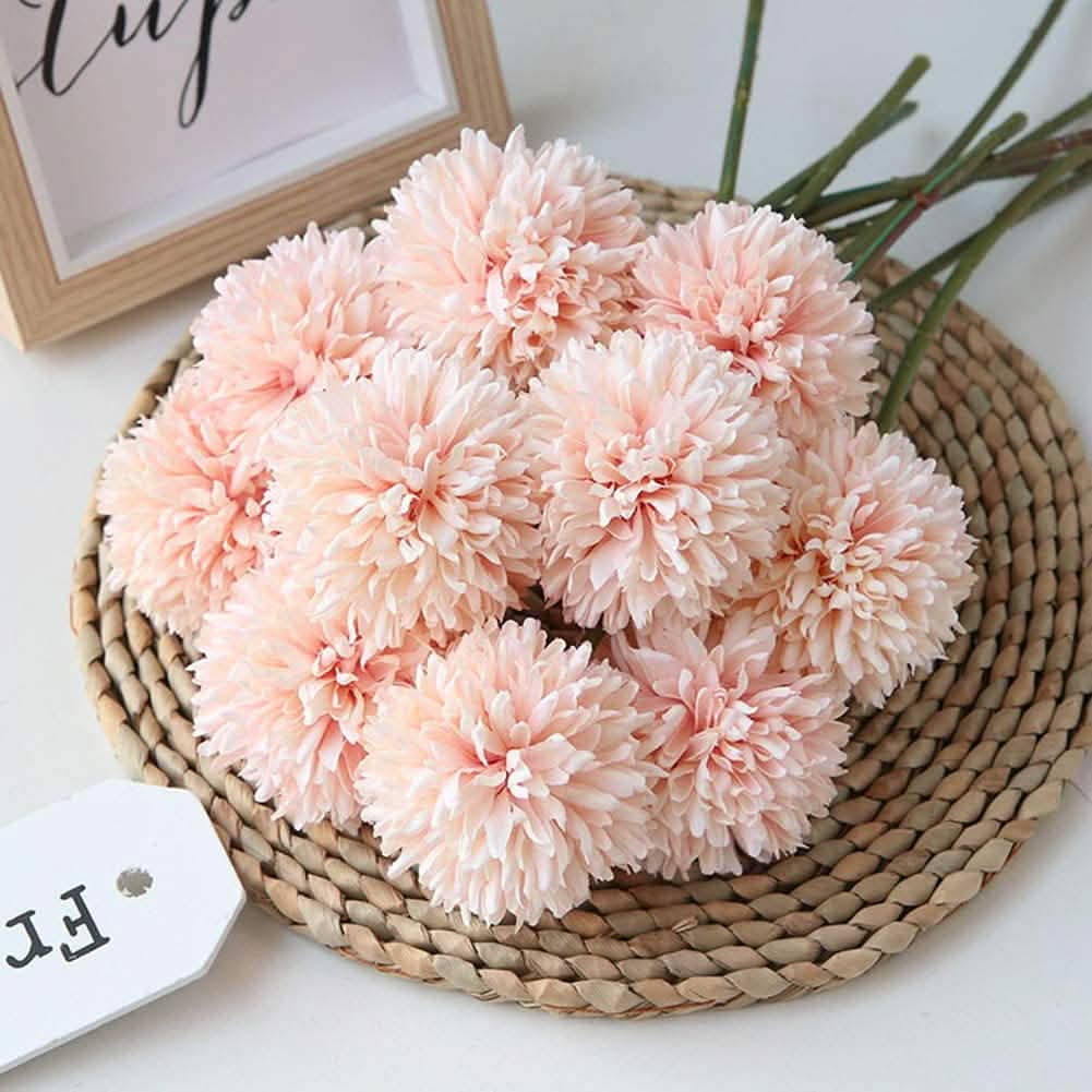 Lot de 10 : Bouquet de fleurs artificielles Boules de chrysanthèmes