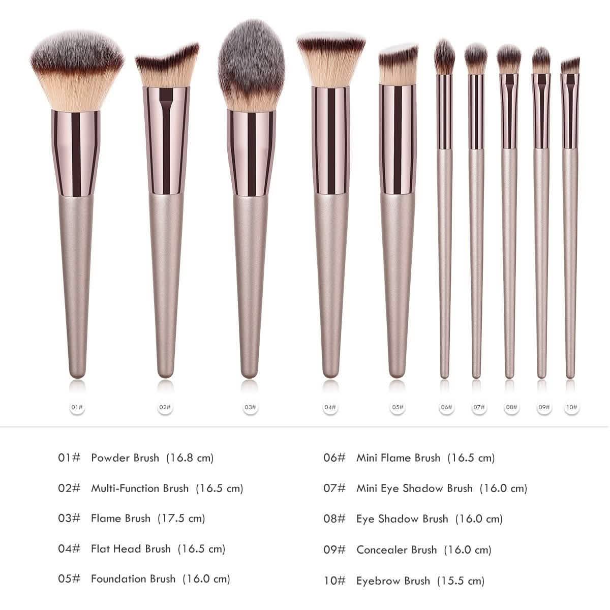 Ensemble de 10 Pinceaux Maquillage Lumineux
