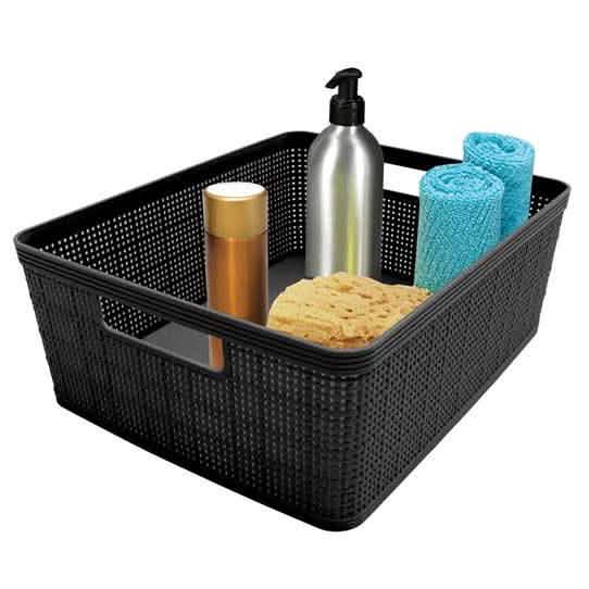 Lot de 10 : Ensemble de paniers de rangement tressés en plastique – Empilables