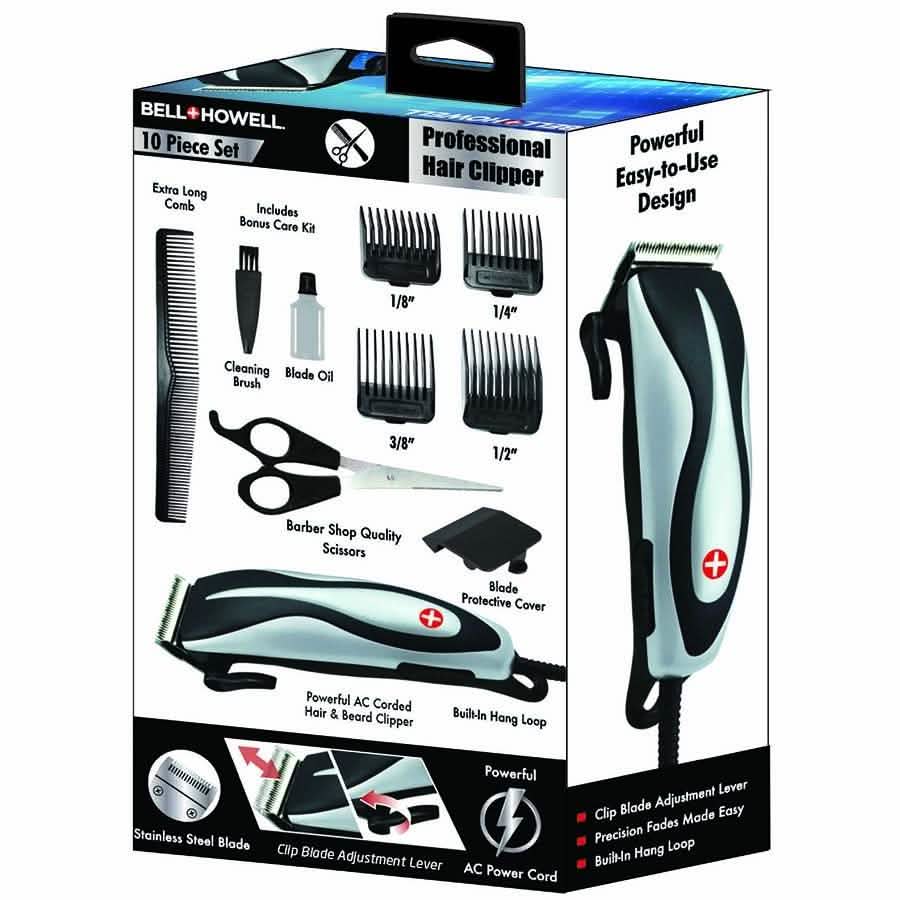Ensemble de 10 pièces : Tondeuse à cheveux professionnelle Bell Howell