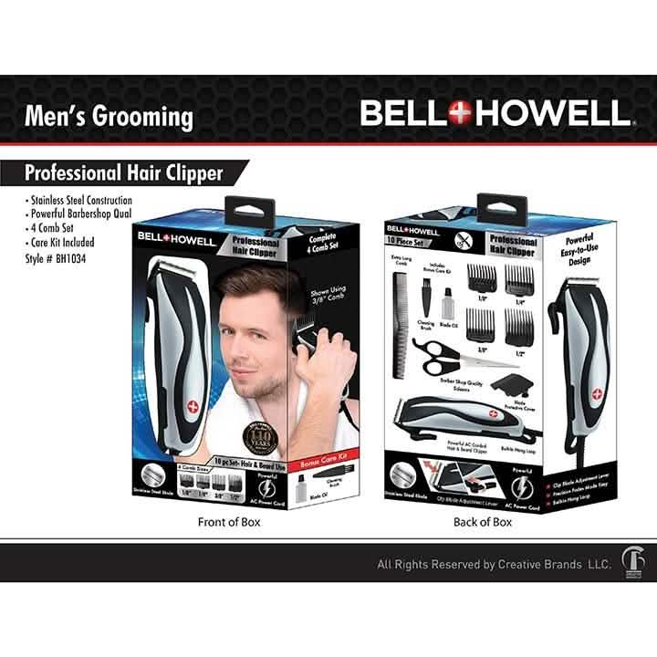 Ensemble de 10 pièces : Tondeuse à cheveux professionnelle Bell Howell