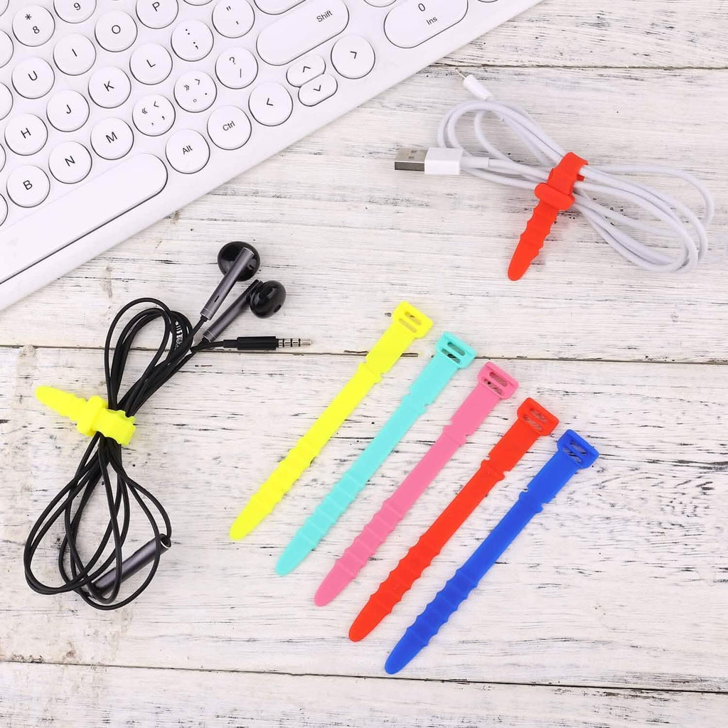Lot de 10 attaches-câbles réutilisables de 4,5 pouces, sangles organisatrices en silicone élastique