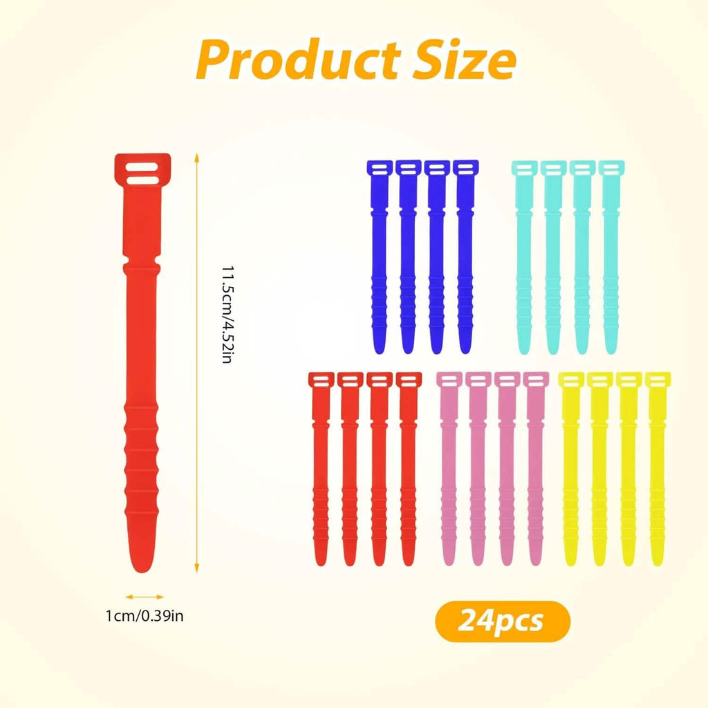 Lot de 10 attaches-câbles réutilisables de 4,5 pouces, sangles organisatrices en silicone élastique