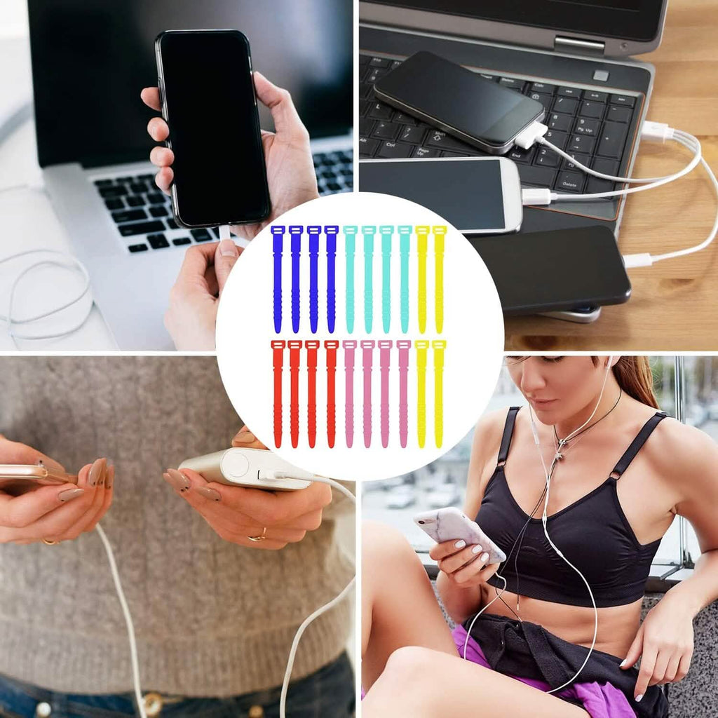 Lot de 10 attaches-câbles réutilisables de 4,5 pouces, sangles organisatrices en silicone élastique