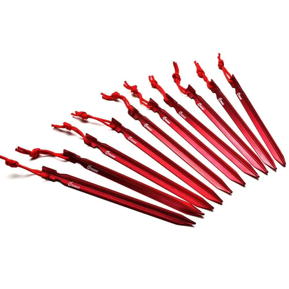 Lot de 10 : Sardines de Tente de Camping Supérieures en Aluminium avec Mousqueton