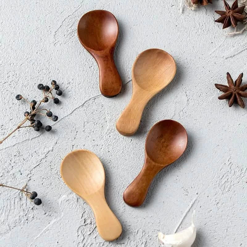 10 pièces : mini-cuillères en bois
