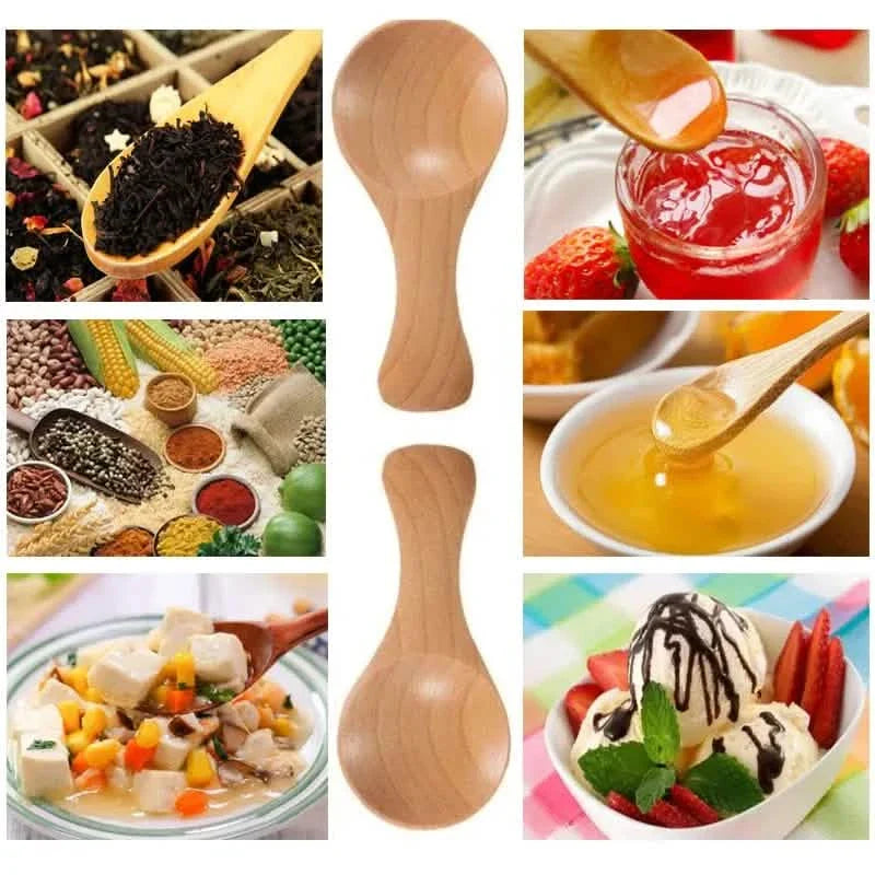 10 pièces : mini-cuillères en bois