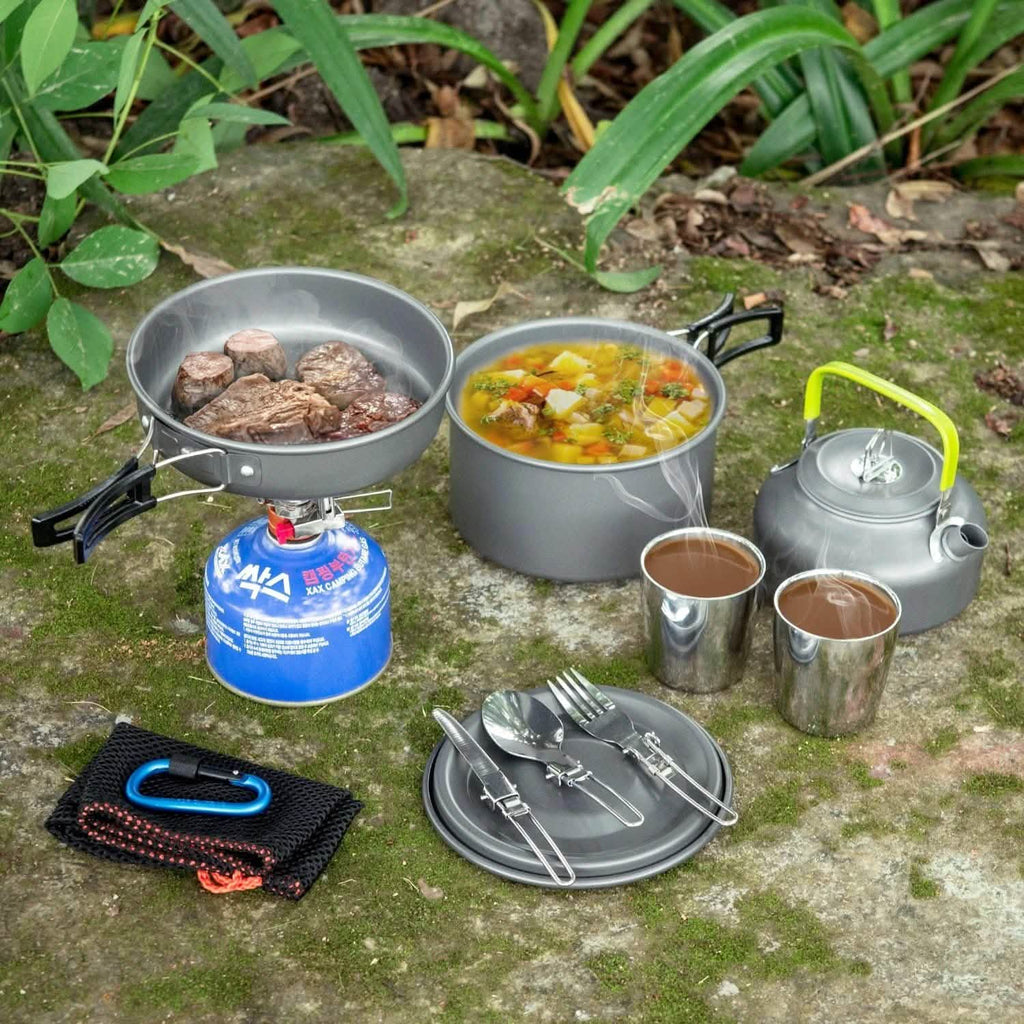 10 pièces : Kit de popotes de camping ODOLAND