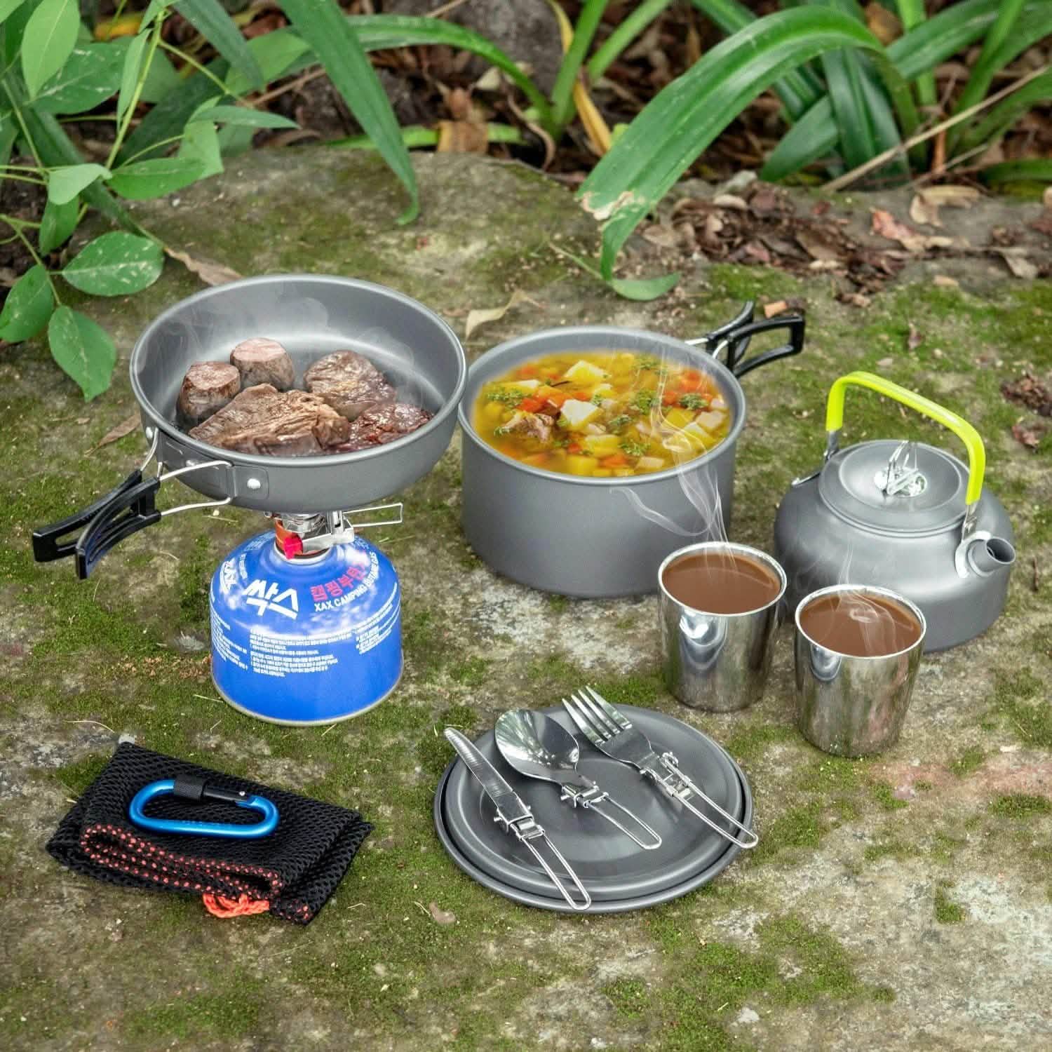 10 pièces : Kit de popotes de camping ODOLAND