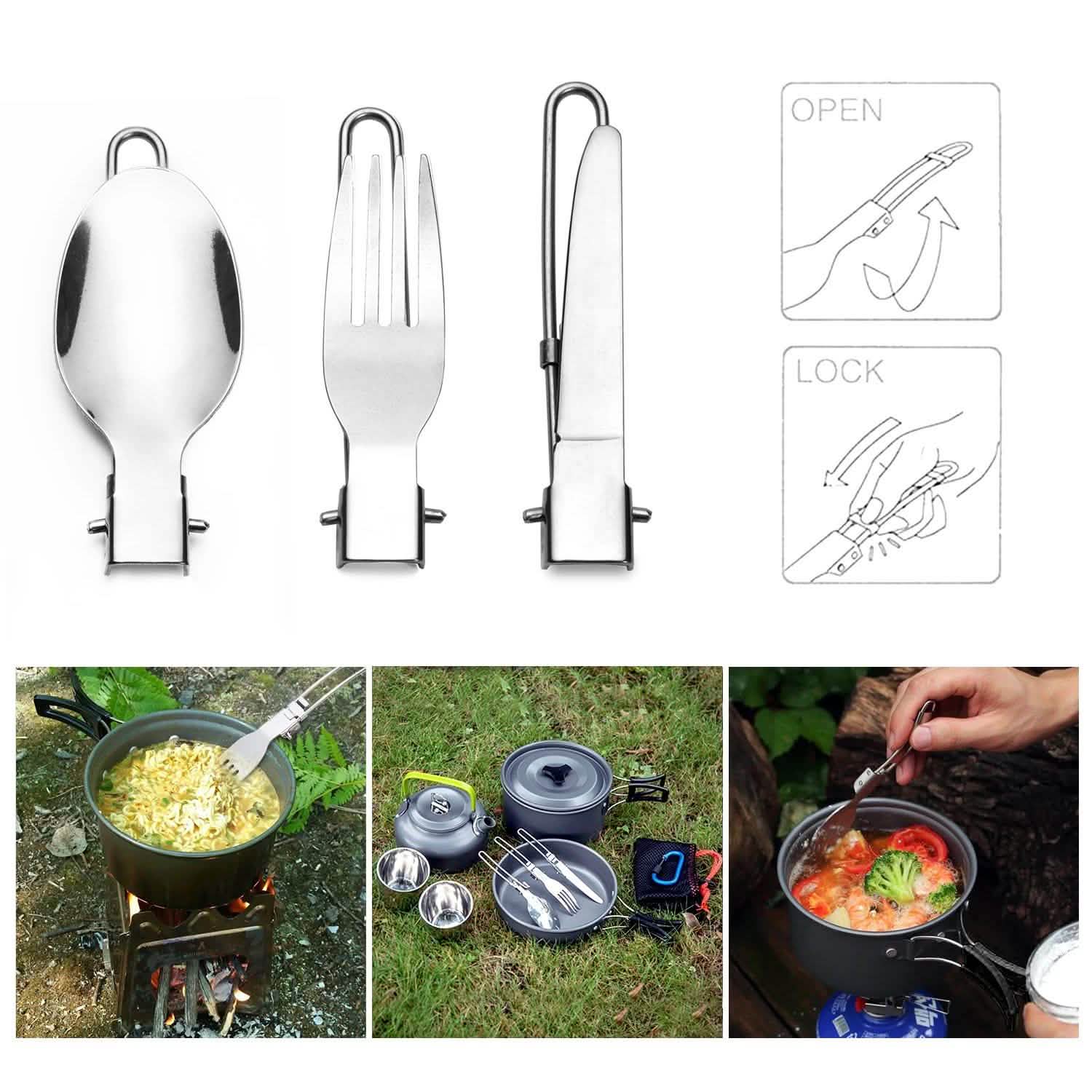 10 pièces : Kit de popotes de camping ODOLAND