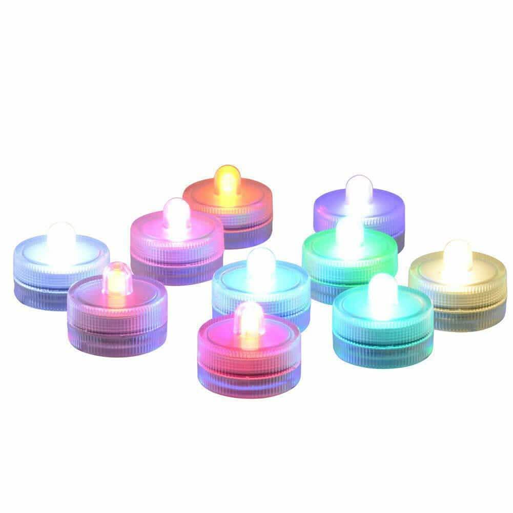 Lot de 10 bougies chauffe-plat LED submersibles étanches RVB sans flamme