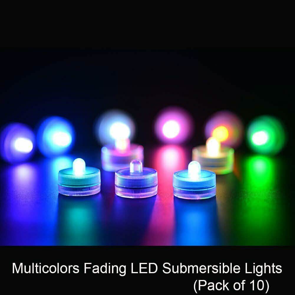 Lot de 10 bougies chauffe-plat LED submersibles étanches RVB sans flamme