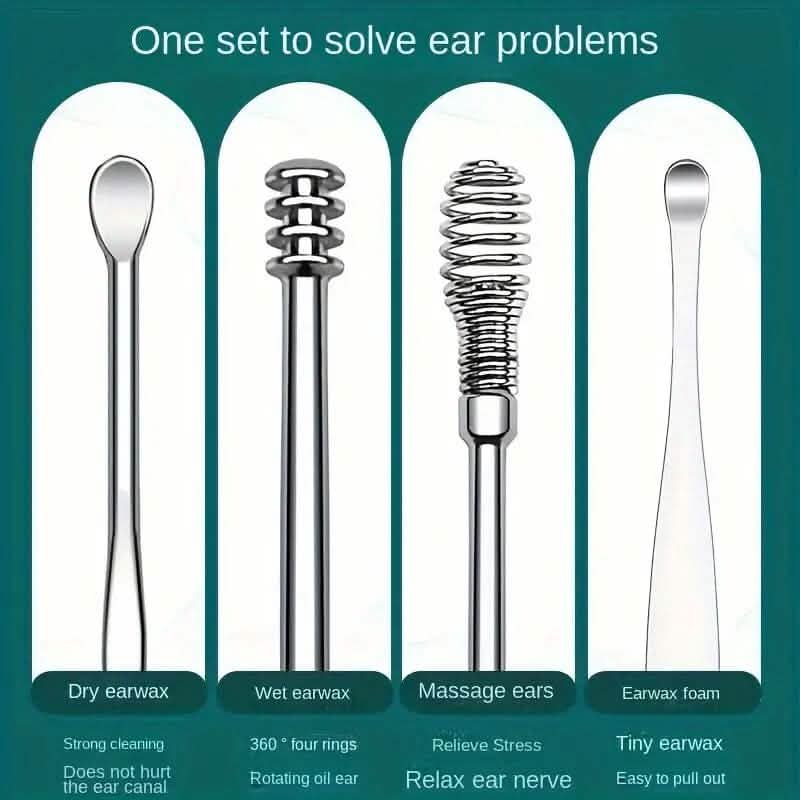10 pièces : Kit de nettoyage d'oreille en acier inoxydable