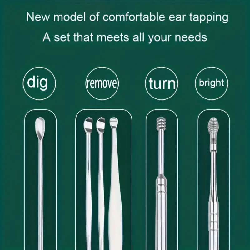 10 pièces : Kit de nettoyage d'oreille en acier inoxydable