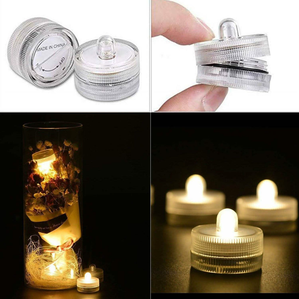 Lot de 10 bougies LED étanches submersibles à lumière chaude sans flamme