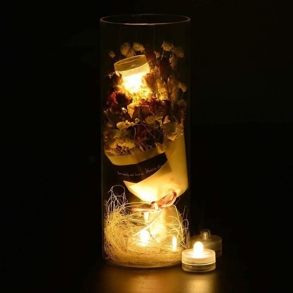 Lot de 10 bougies LED étanches submersibles à lumière chaude sans flamme