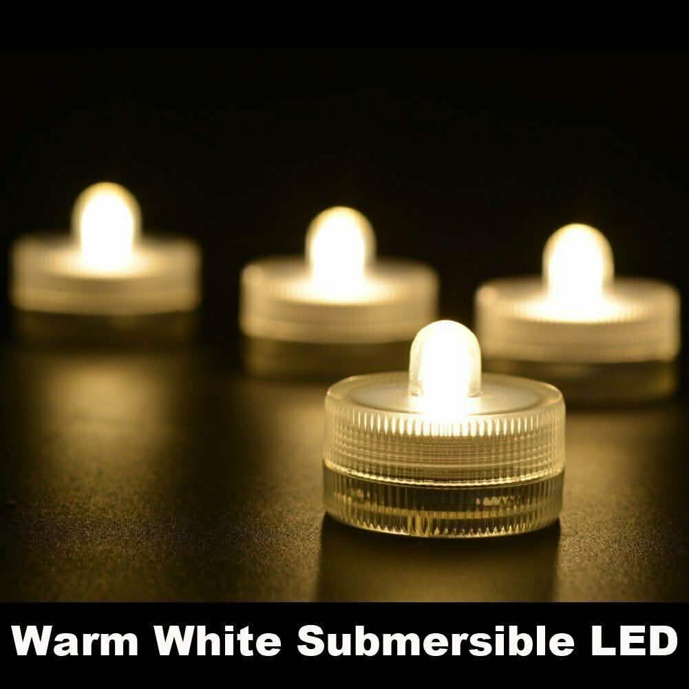 Lot de 10 bougies LED étanches submersibles à lumière chaude sans flamme