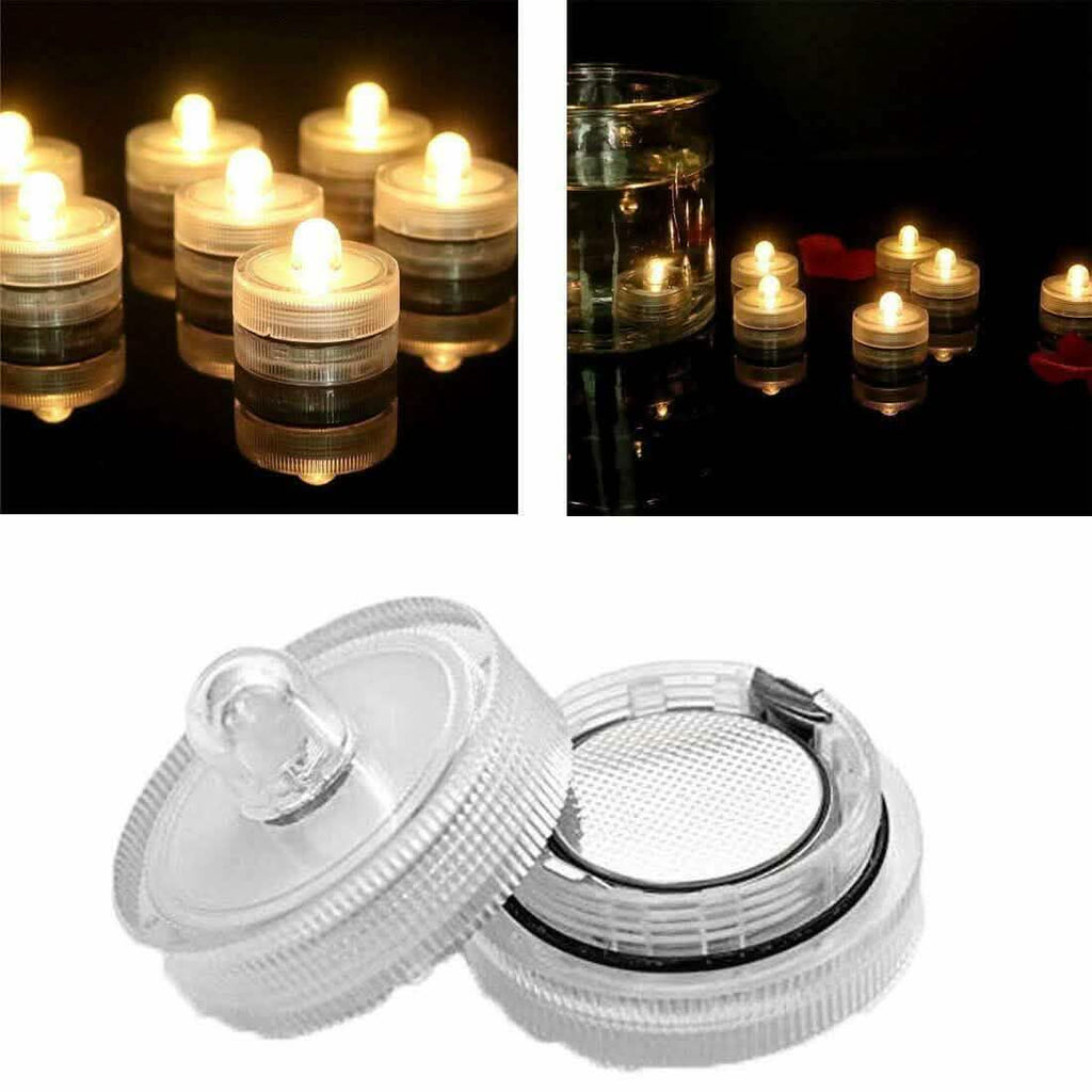 Lot de 10 bougies LED étanches submersibles à lumière chaude sans flamme