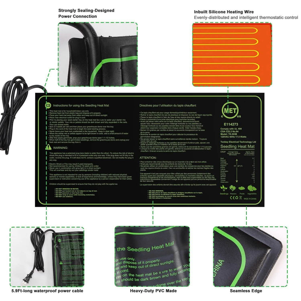 Tapis chauffant 25 x 50 cm pour la germination des semis