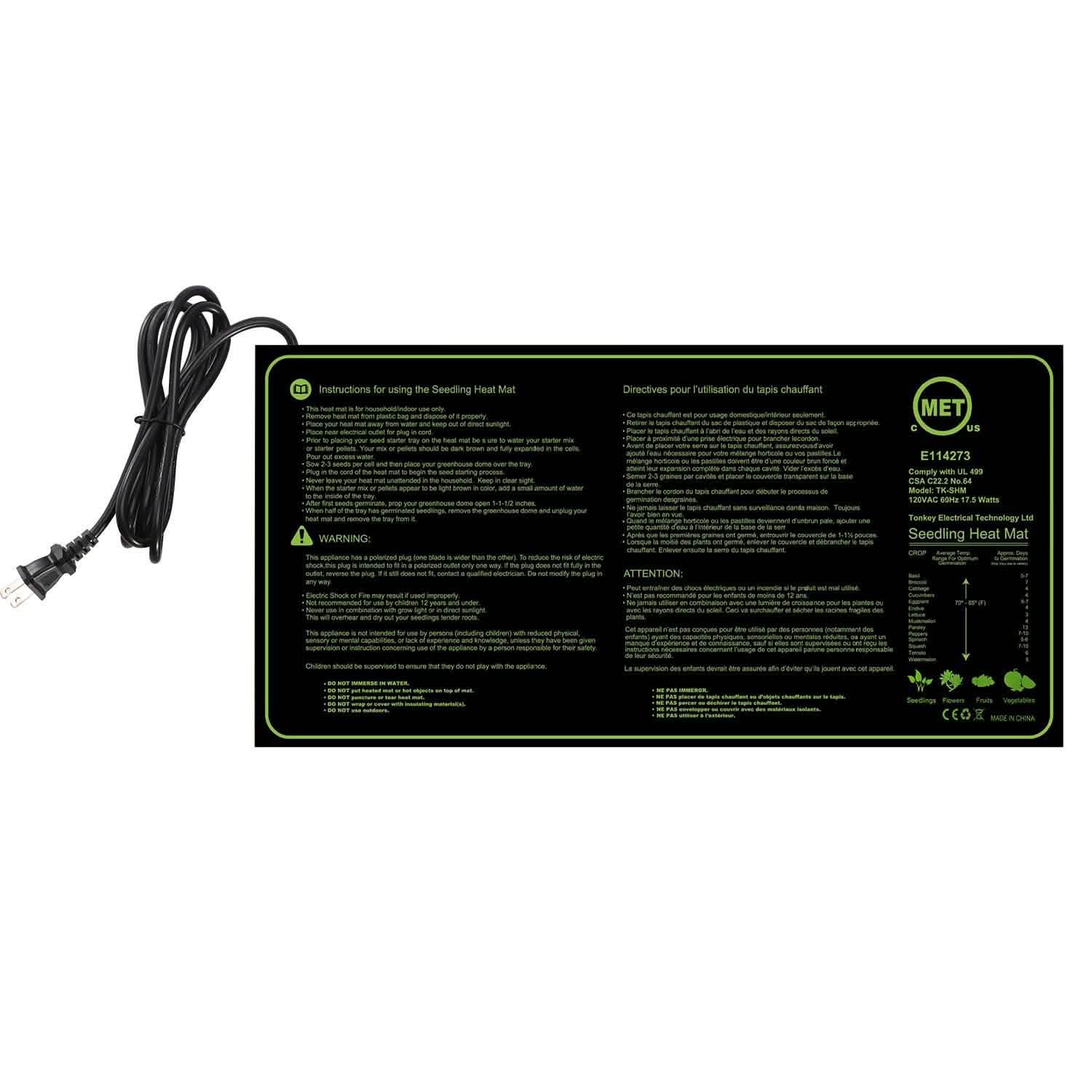 Tapis chauffant 25 x 50 cm pour la germination des semis