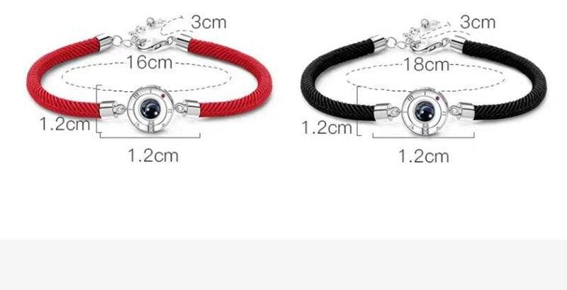 100 Langues Je t'aime Couple Bracelets Bracelet de corde tressée Bracelet jonc Bracelets de couple Langues pour petit ami et petite amie Bracelets d'amour assortis pour couples Cadeaux Je t'aime pour lui et elle