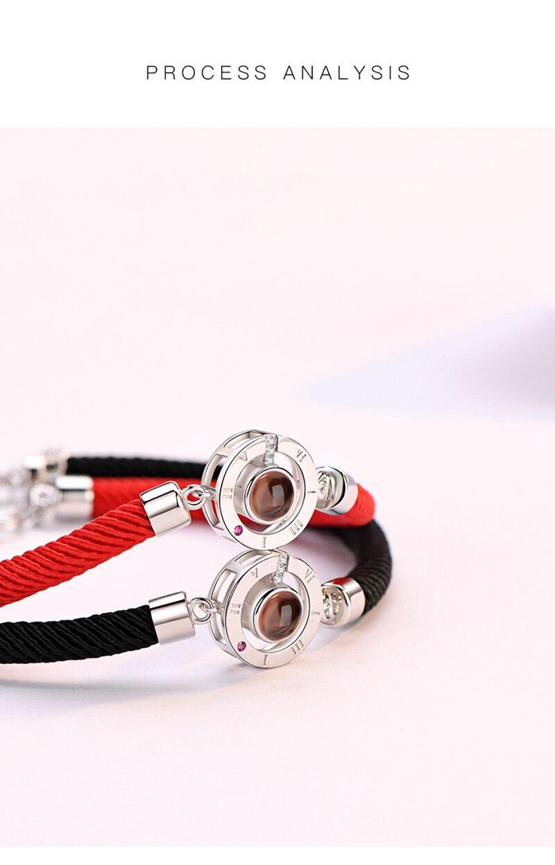 100 Langues Je t'aime Couple Bracelets Bracelet de corde tressée Bracelet jonc Bracelets de couple Langues pour petit ami et petite amie Bracelets d'amour assortis pour couples Cadeaux Je t'aime pour lui et elle