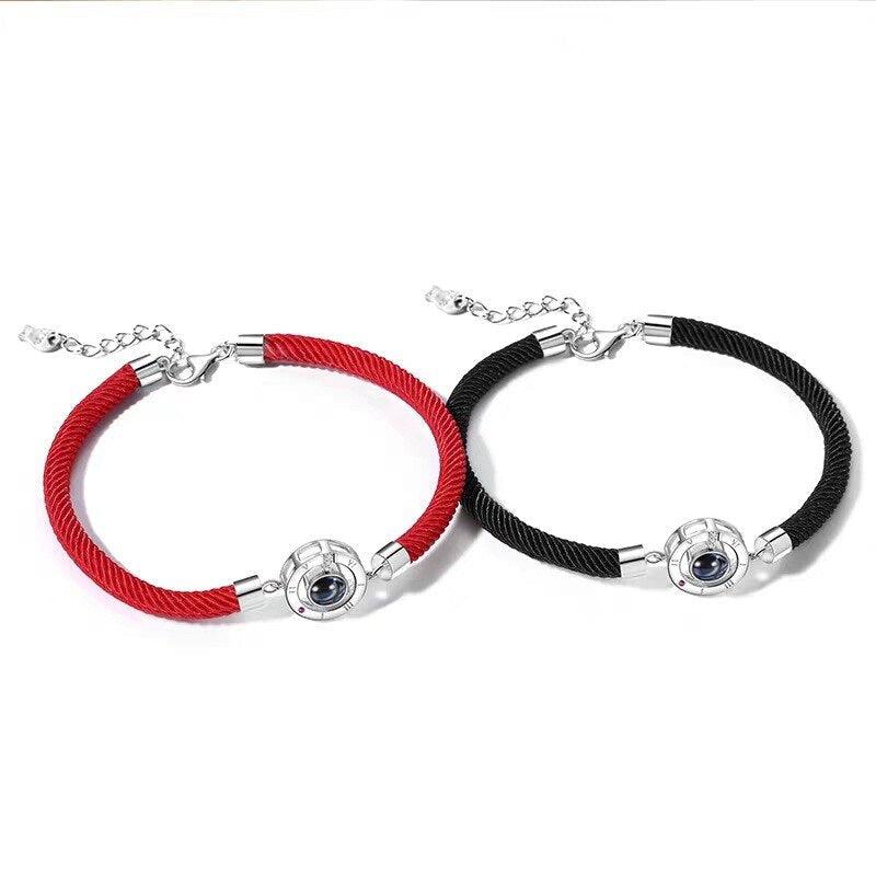 100 Langues Je t'aime Couple Bracelets Bracelet de corde tressée Bracelet jonc Bracelets de couple Langues pour petit ami et petite amie Bracelets d'amour assortis pour couples Cadeaux Je t'aime pour lui et elle