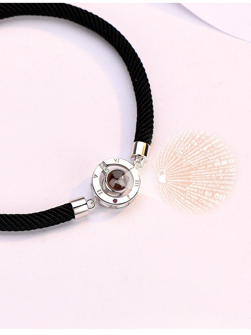 100 Langues Je t'aime Couple Bracelets Bracelet de corde tressée Bracelet jonc Bracelets de couple Langues pour petit ami et petite amie Bracelets d'amour assortis pour couples Cadeaux Je t'aime pour lui et elle