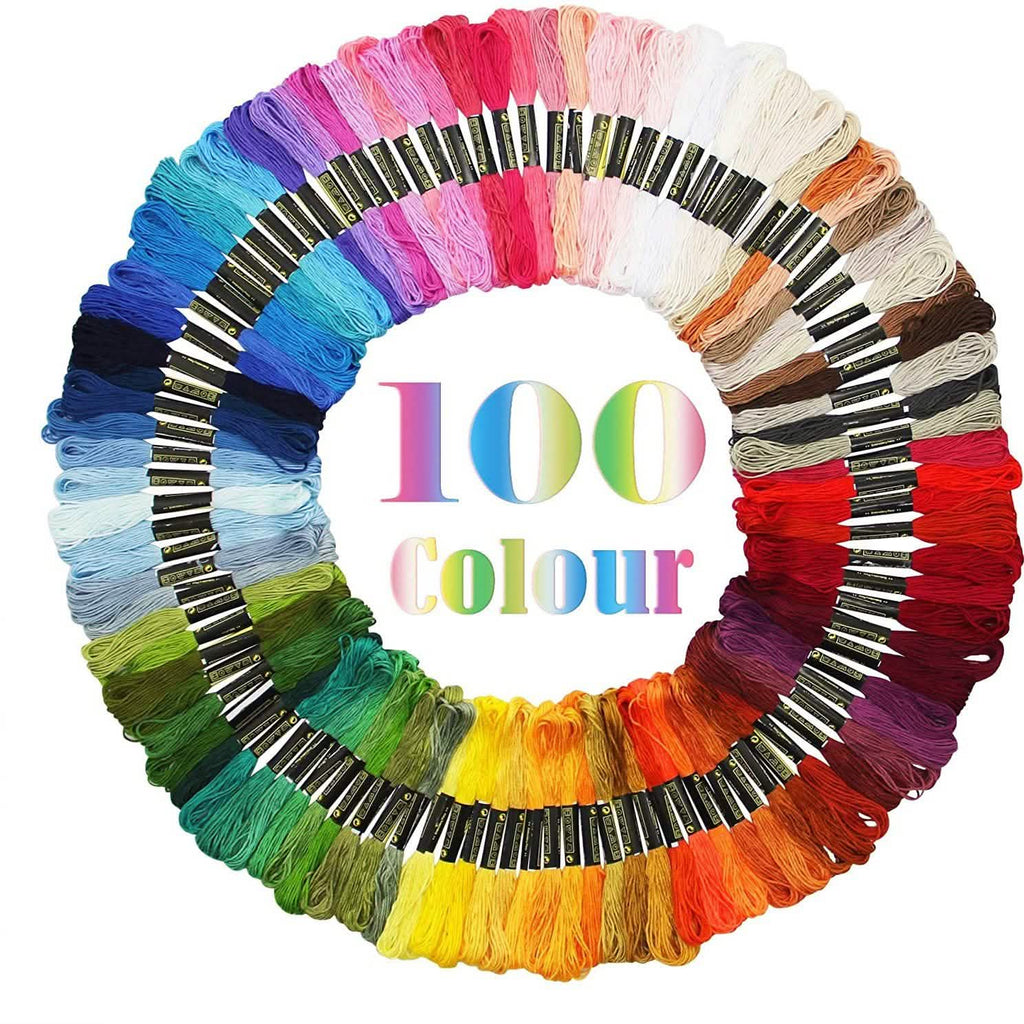Lot de 100 : Fil à broder et point de croix couleur arc-en-ciel ATDAWN
