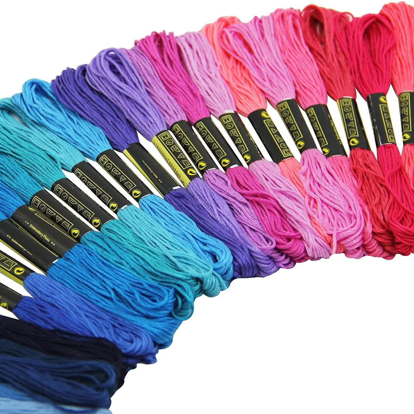 Lot de 100 : Fil à broder et point de croix couleur arc-en-ciel ATDAWN