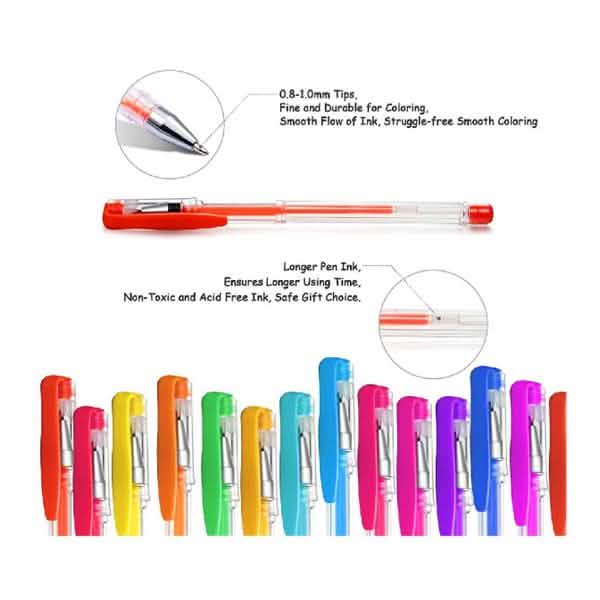 Lot de 100 : Ensemble de stylos gel colorés