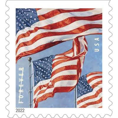 Paquet de 100 : Timbres-poste Drapeaux Permanents
