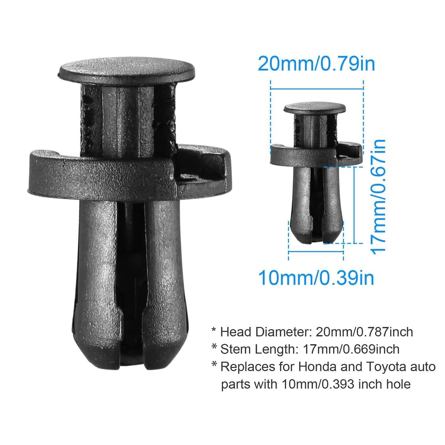 100 pièces : Rivets de fixation pour pare-chocs 10 mm