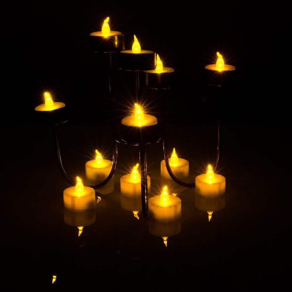 Lot de 100 bougies LED chauffe-plat sans flamme scintillantes couleur ambre