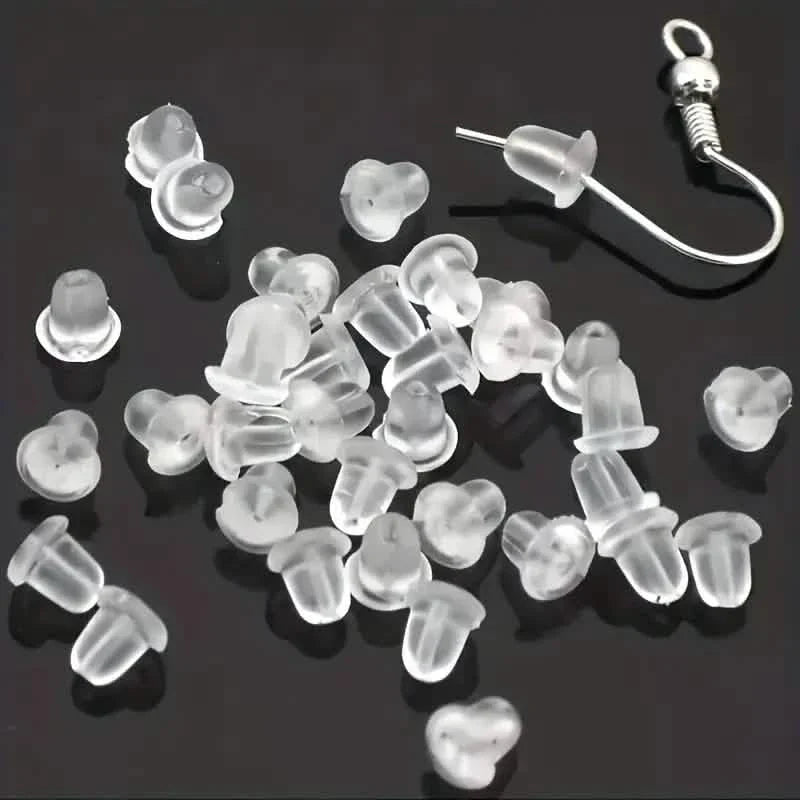100 Pièces : Attaches / Bouchons d'oreille en plastique transparent pour boucles d'oreilles