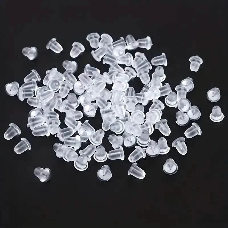 100 Pièces : Attaches / Bouchons d'oreille en plastique transparent pour boucles d'oreilles
