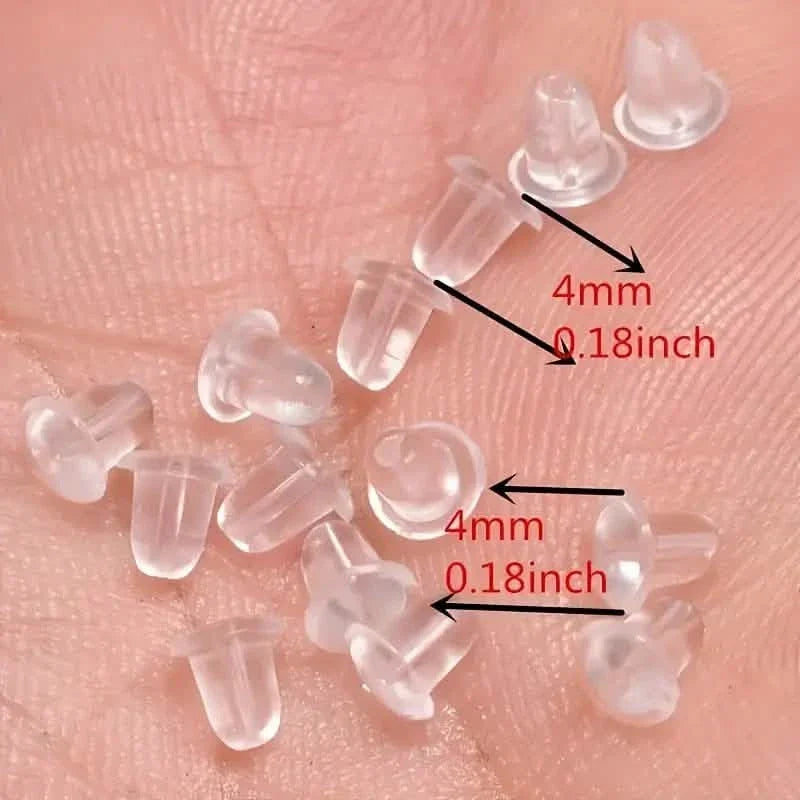 100 Pièces : Attaches / Bouchons d'oreille en plastique transparent pour boucles d'oreilles